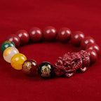 Good Luck FengShui Geomancy Man Bracelet PiXiu God of Wealth Fortune Men's Bracelets 12/14MM Cinnabar Beads Accessories