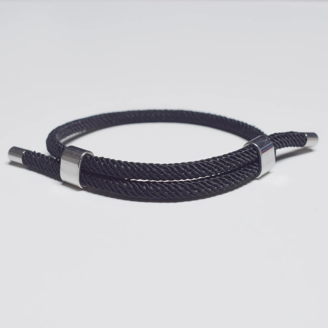 Adjustable Woven Cord Bracelet — Stainless Steel Sliding Clasp