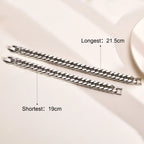 Men's Chunky 8/10/12/15MM Stainless Steel Cuban Chain Bracelets,Never Fade Silver Color Metal Hip Hop Male Wristband Pulseira