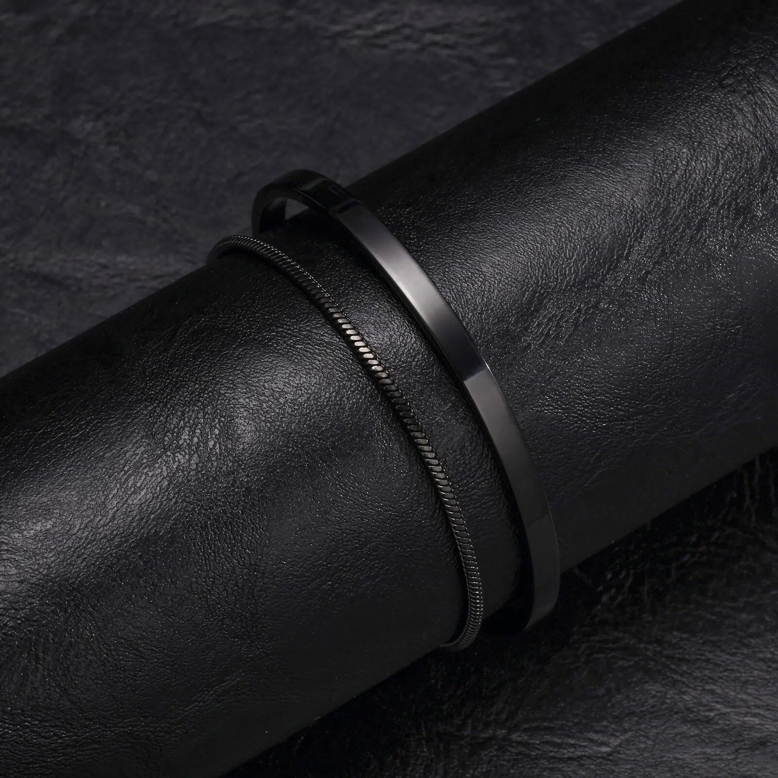 Cuff Bangle Bracelet Set — Stainless Steel