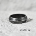 Blackened Viking Stainless Steel Ring Norse Runes Design Retro Gothic Unisex Jewelry Gift for Men Women