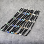 Unique Natural Stone Necklace For Men 19 Inches Short Choker Stainless Steel Buckle Square Tiger Eyes Beads Cycling Accessories