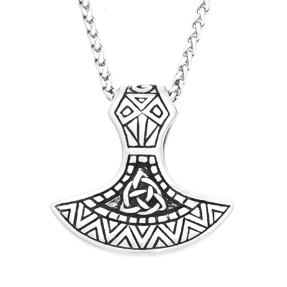 Viking Axe Head Pendant Necklace — Stainless Steel
