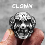 Joker Skull Punk Gothic Stainless Steel Mens Clown Rings Trendy Unique Stylish for Male Biker Jewelry Creativity Gift