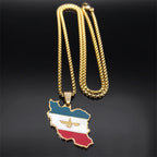 Gold Map Flag Pendant Necklace — Stainless Steel