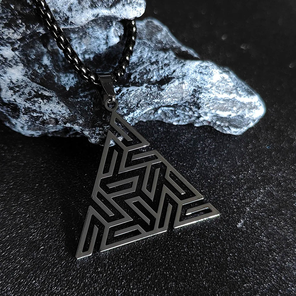 Fashion Men Stainless Steel Necklace Triangle Pendant Hip Hop Necklaces for Men Creative Jewelry Accessories Anniversary Gift