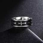 Dreamtimes Vintage Cross Rings for Men and Women Fashion Punk Jewelry Black Anillos Stainless Steel Metal Accessories
