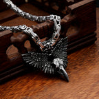 Gothic Crow Skull Stainless Steel Pendant Necklace