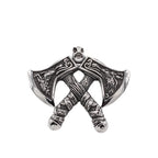 Stainless Steel Viking Double Axe Necklace Men's Vintage Nordic Wolf Axe Pendant Chain Scandinavian Party Jewelry Accessories