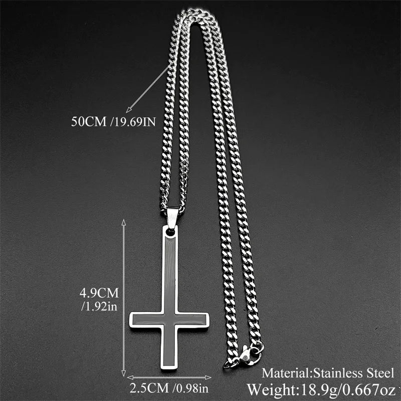 Cross Steel Pendant Upside Down Witchcraft Inverted