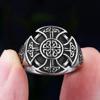 Viking Norse Cross Amulet Ring — Stainless Steel
