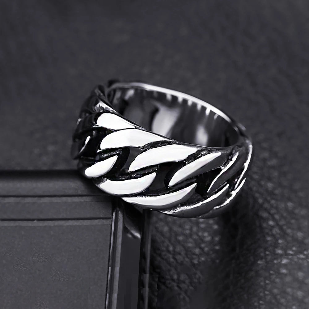 Simple Punk Link Chain Ring — Stainless Steel
