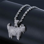 Iced Out Goat Pendant Cuban Necklace — Gold