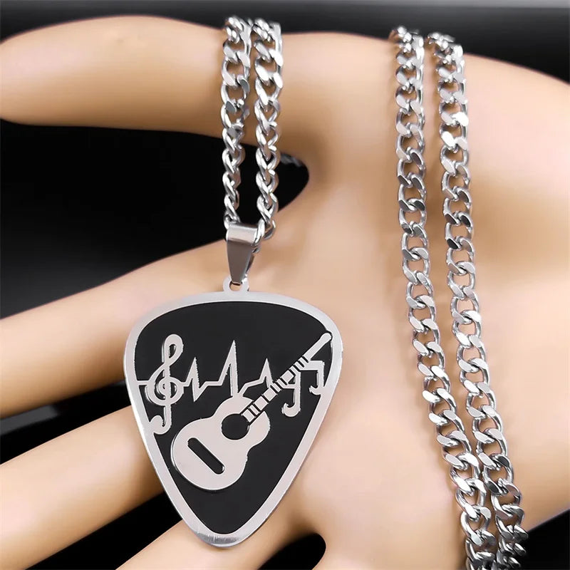 Guitar Pick Musical Pendant — Stainless