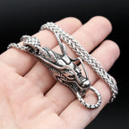 Dragon Silver Pendant Punk Vintage Head Animal