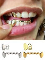 Hollow Tiger Teeth Grillz Single-Sided Flat Teeth Caps