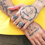 God or Devil Gothic Open Ring — Retro Biker Statement Band