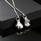 Men's Stainless Steel Boxing Glove Pendant Necklace, Adjustable Drawstring Long Chain Necklace, Creative Fashion Jewelry for Men