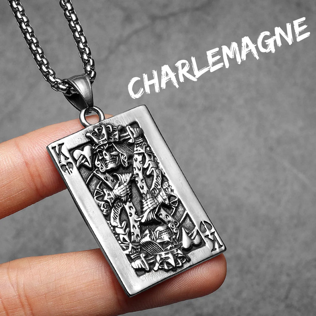 Poker Carving Pendant — Stainless Steel