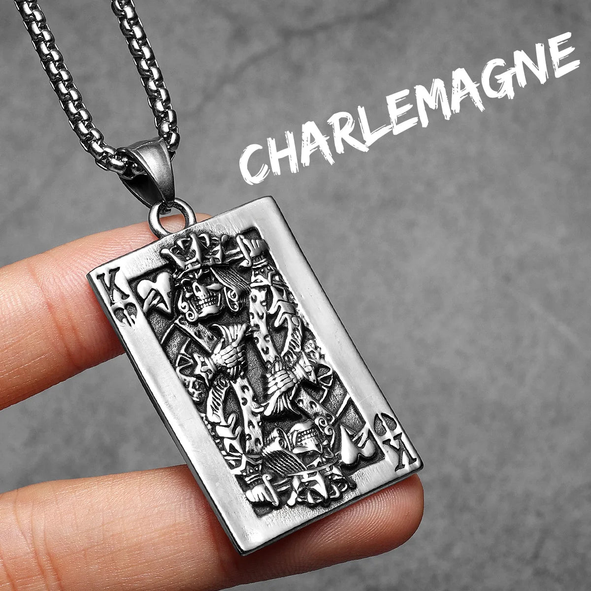 Poker Carving Pendant — Stainless Steel