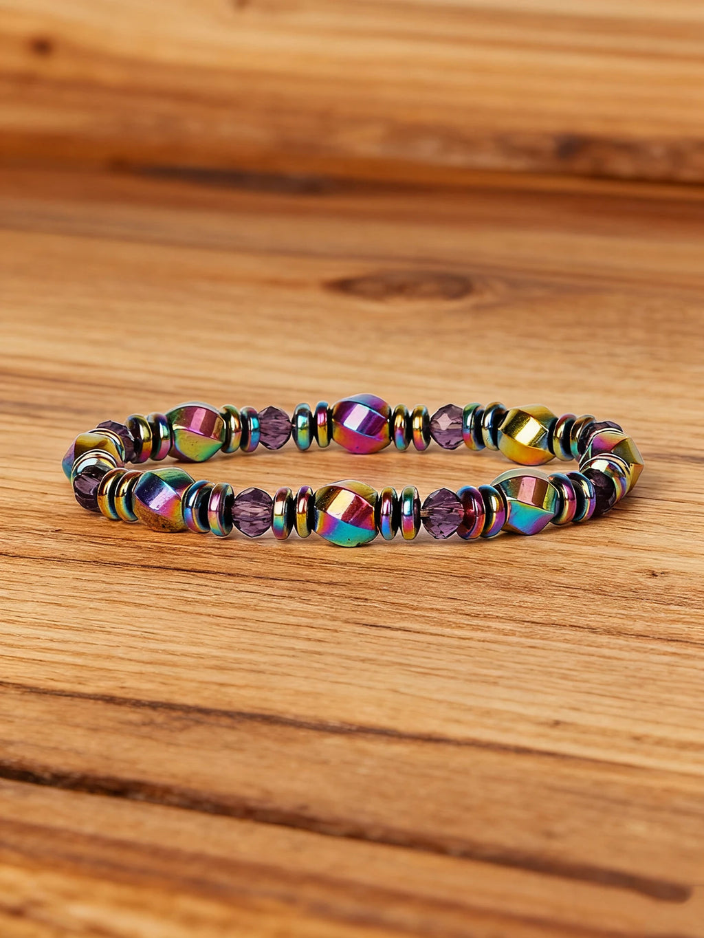 Hematite Stone Bracelet Handmade Woven with Gold color Spacers Cylinder Beads Leather for Energy Protection Reiki Charm Jewelry