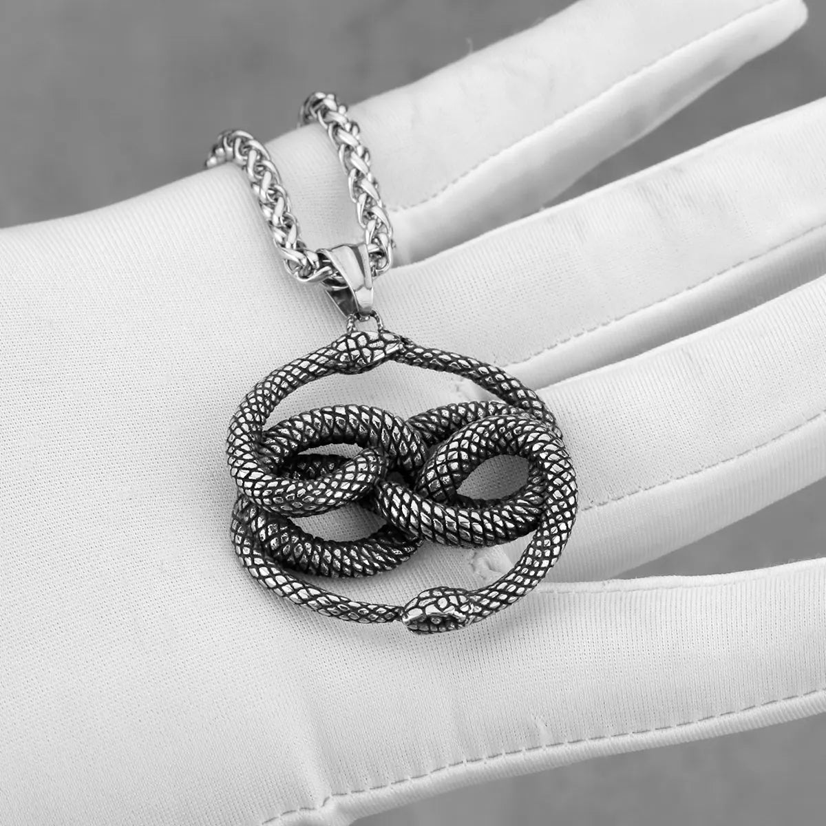Vintage Double Snake Viper Python Necklace — Stainless Steel