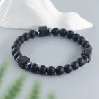 Retro Black Block Volcanic Bracelets Men Women Frosted Onyx Lava Beads Jewelry Yoga Meditation Birthday Gift Wholesales