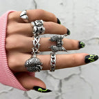 Spider Bat Skull Snake Ring Set — Stainless Steel
