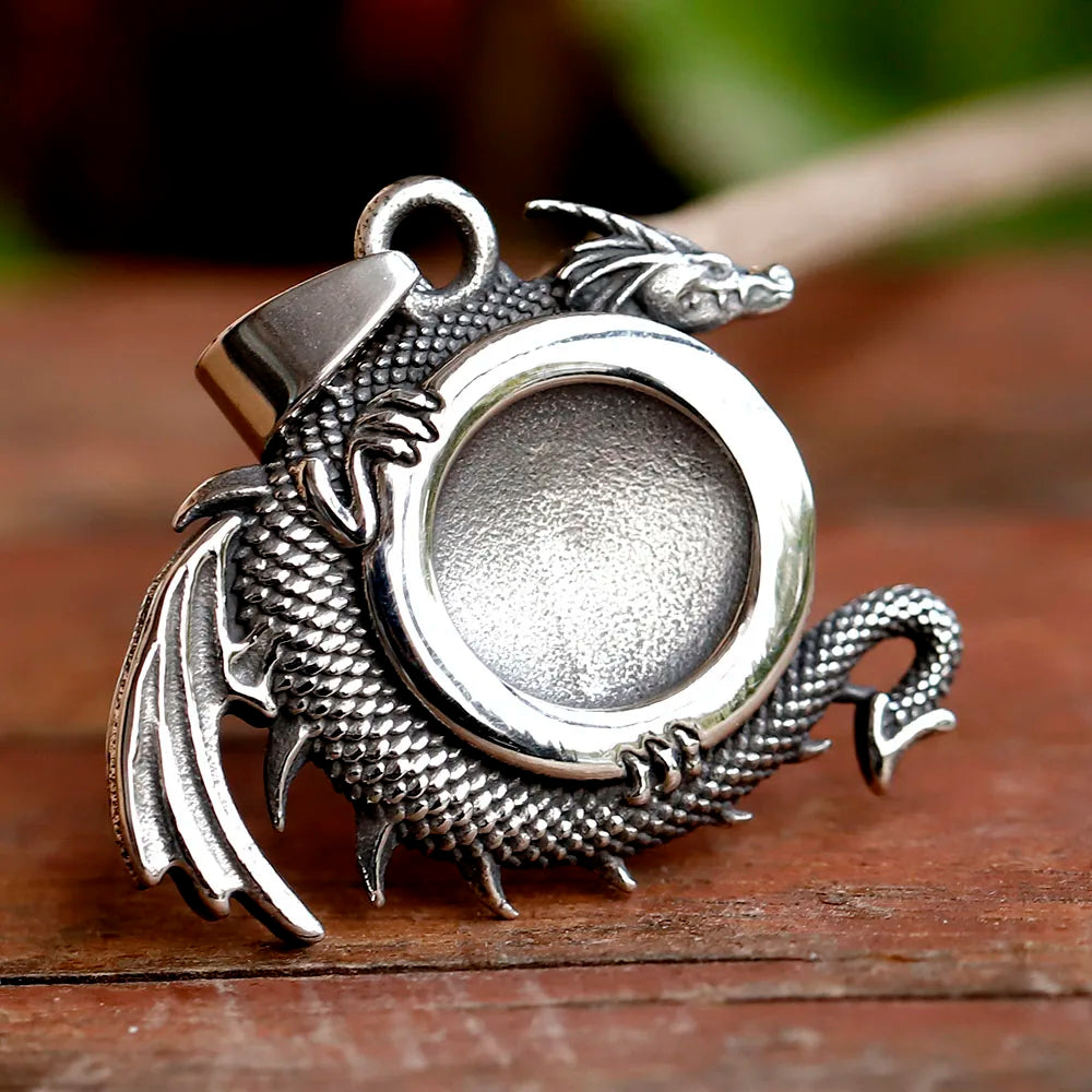 Viking Dragon Stainless Steel Pendant Necklace