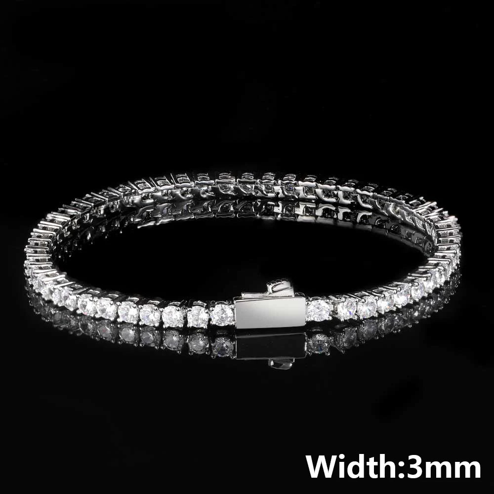 NUOYA Hip Hop Tennis Bracelet Iced Out AAAAA CZ Diamond Star Chain Bling White Gold Plated Jewelry luxury Gift Women Men