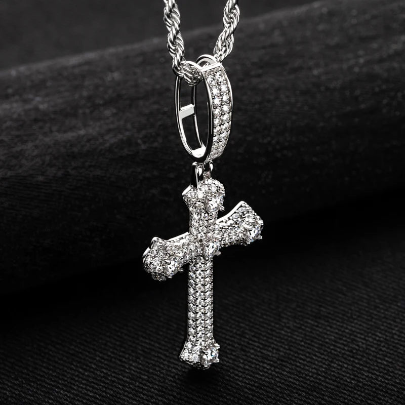 Iced Out Cross Pendant — 925 Silver