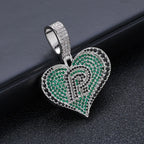 Black Iced Out Letter Pendant Necklace Crystal CZ