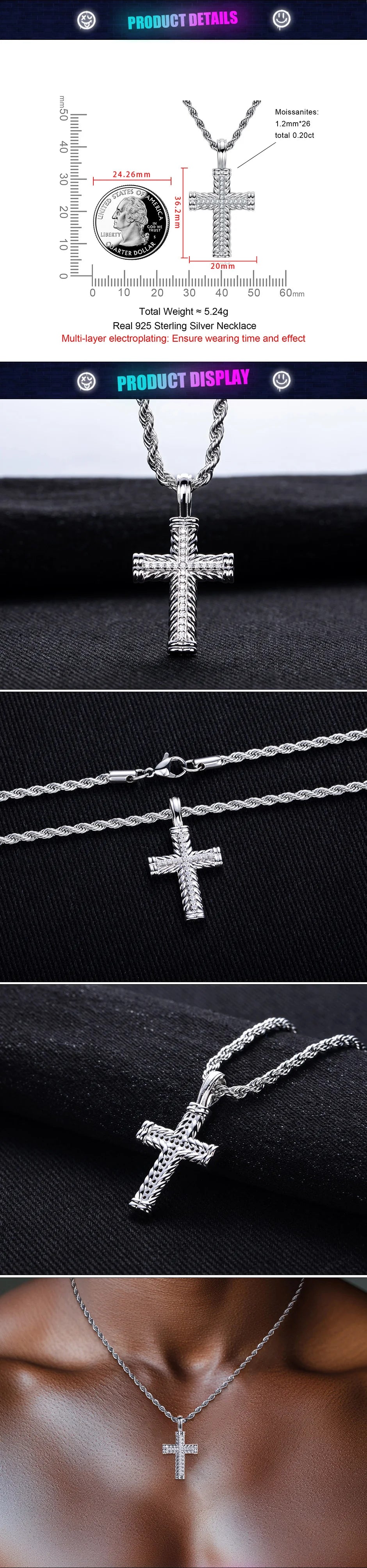 Iced Out Cross Pendant — 925 Silver