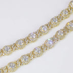 Gold Cuban Bracelet Iced Out 7.5MM Round Bead