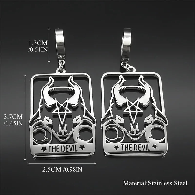 Star Moon Steel Earrings Vintage Goat Sheep Head