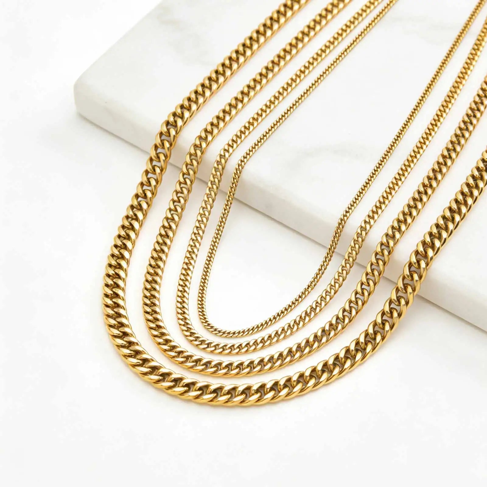 Punk Classic 3/5/7/9mm Width Cuban Chain Stainless Steel Necklace for Men Male Hip Hop Jewelry Accessories 50cm 55cm 60cm 70cm