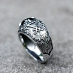 2023 New Updated Design Lucifer Satan Signet Ring For Men With Black Stone Stainless Steel Vintage Jewelry Gift free