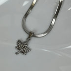 Stainless Steel Necklace For Women Man Maple Leaf Choker Pendant Chain Necklaces Engagement Jewelry korean Fashion NEW