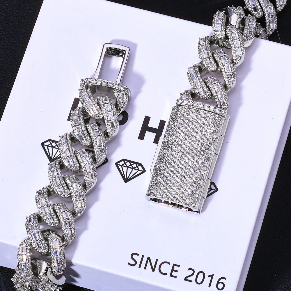 925 Silver Cuban Chain Moissanite VVS 18MM