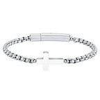 Cross Ball Chain Link Bracelet — Stainless Steel