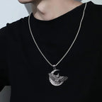 Silver Eagle Pendant Necklace Box Chain Stainless