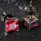 Gothic Iced Out Square CZ Stud Earrings Colorful
