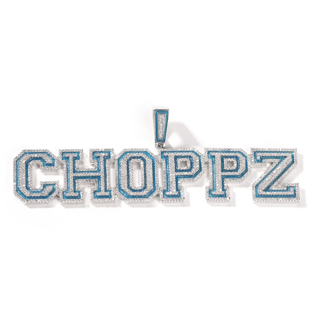 THE BLING KING Custom Fluorescent Name Pendant Necklace Iced Out Cubic Zirconia Chain Necklace Hiphop Punk Jewelry For