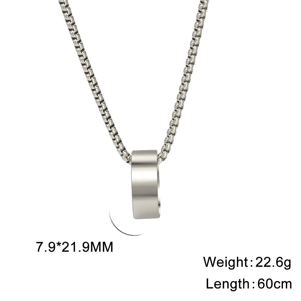 Circular Ring Pendant Necklace — Stainless Steel