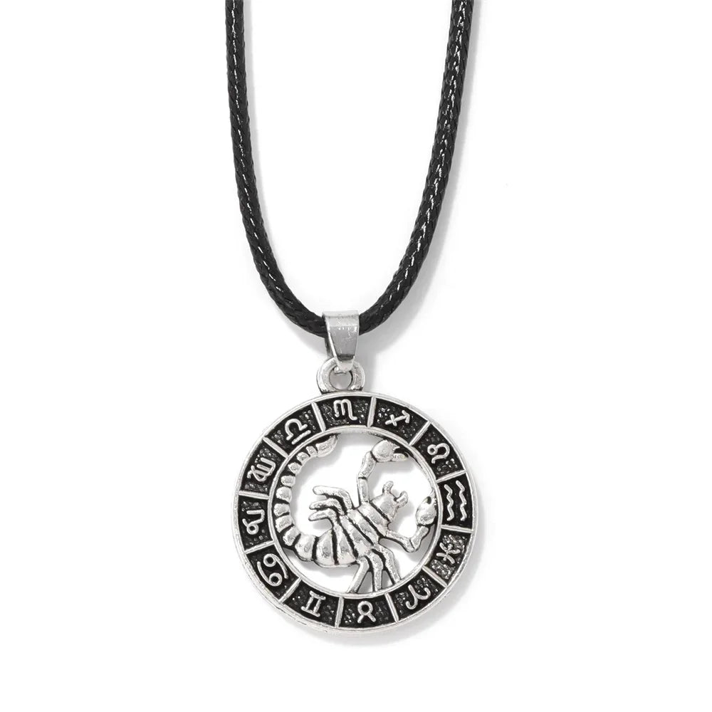 12 Horoscope Pendant Necklace For Women Men Silver Color Aries Leo 12 Constellations Zodiac Sign Necklaces Choker