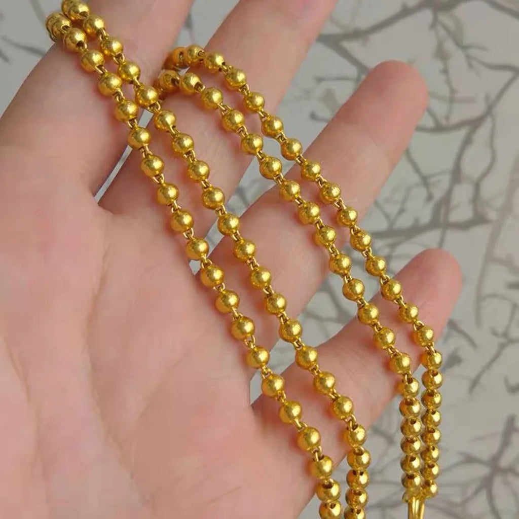 24K Gold AU999 Stylish Bead Necklace Men & Women - Rich hue, fine craft, style & quality combined