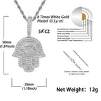 Iced Baguette Hamsa Pendant Necklace — Copper