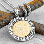 Viking Compass/Norwegian Runes Rotating Necklace Men's Nordic Amulet Hip Hop Boutique Biker Pendant Stainless Steel Jewelry Gift