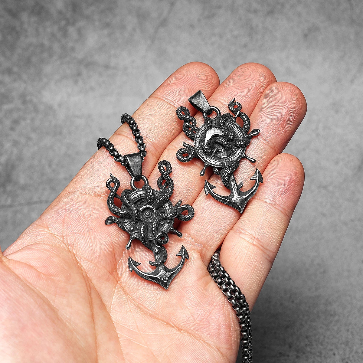 Vintage Octopus Anchor Stainless Steel Jewelry Men Necklace With Pendant For Male Women Punk Hip Hop Accessories Gift