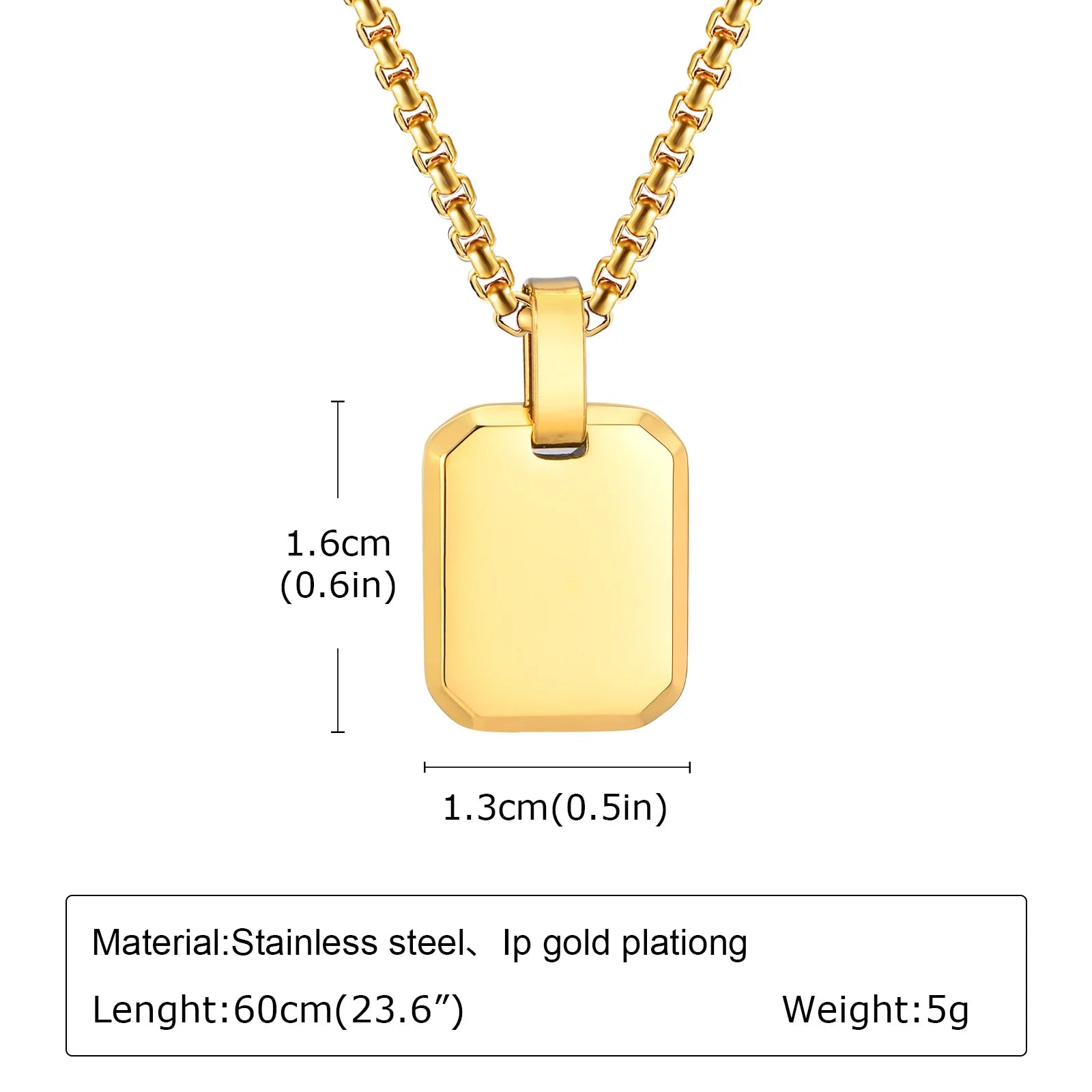 Men's Stylish Gold Color Necklace, Stainless Steel Geometric Cross Pendant Necklace, Vintage Fashion Jewelry Gift to